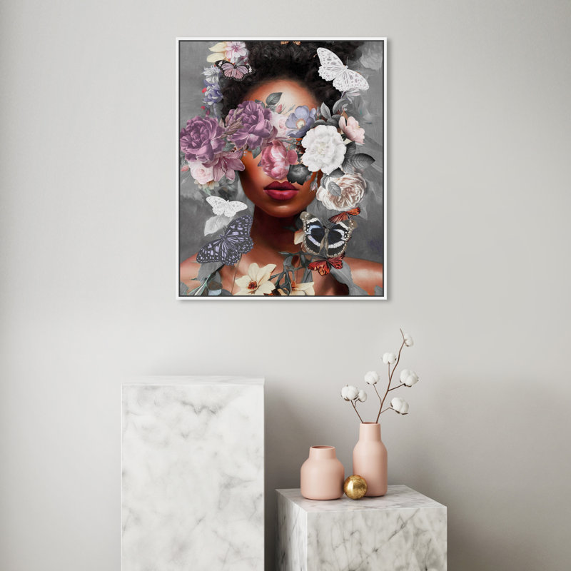 «Butterfly Explosion», impression sur toile, Toile avec cadre flottant, H 31 po x l 25 po, Noir