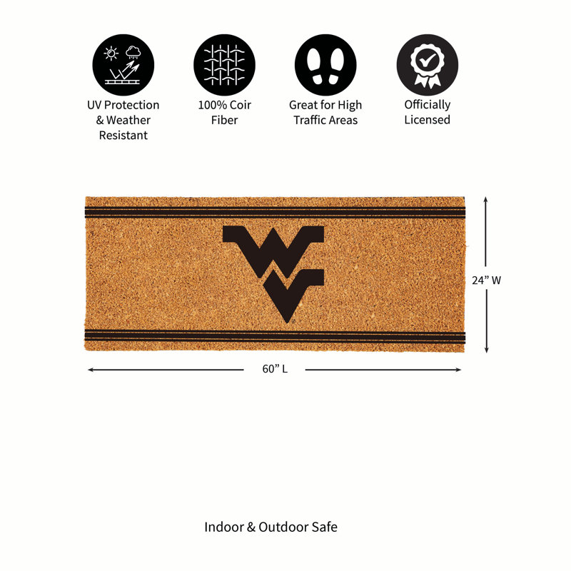 Très grand tapis couleur coco West Virginia University, 60 po x 24 po