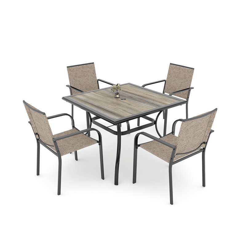 4 - Person Patio Dining Set With Square Table, Beige