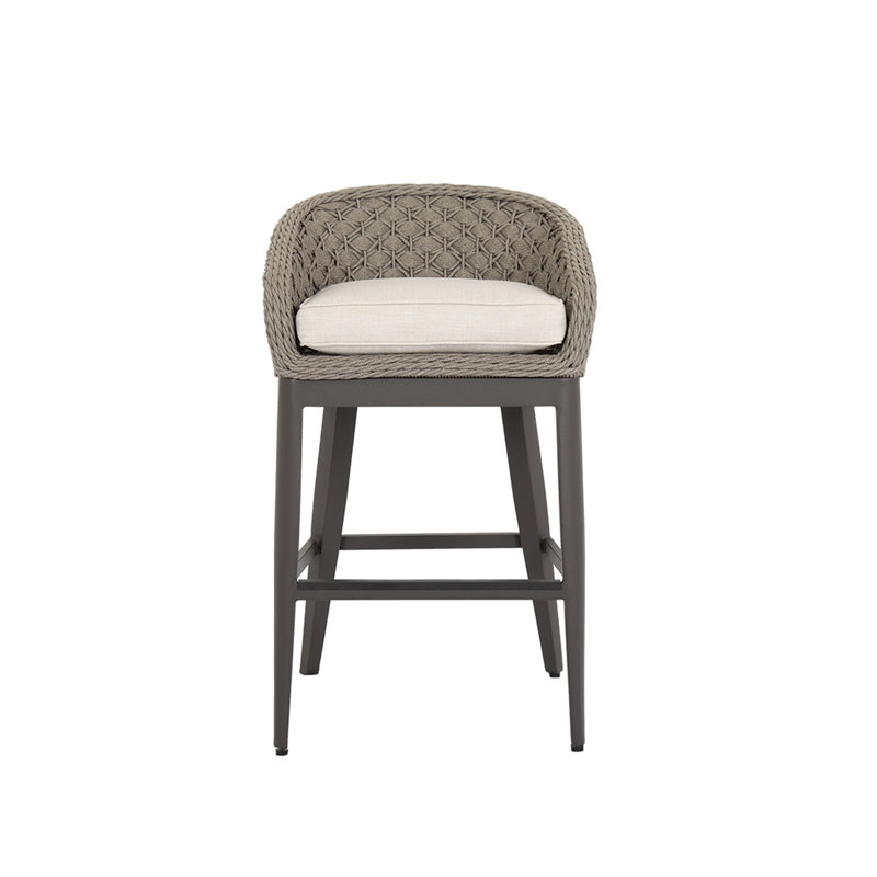 Marbella 30" Patio Bar Stool with Cushion, Echo Ash Sunbrella®
