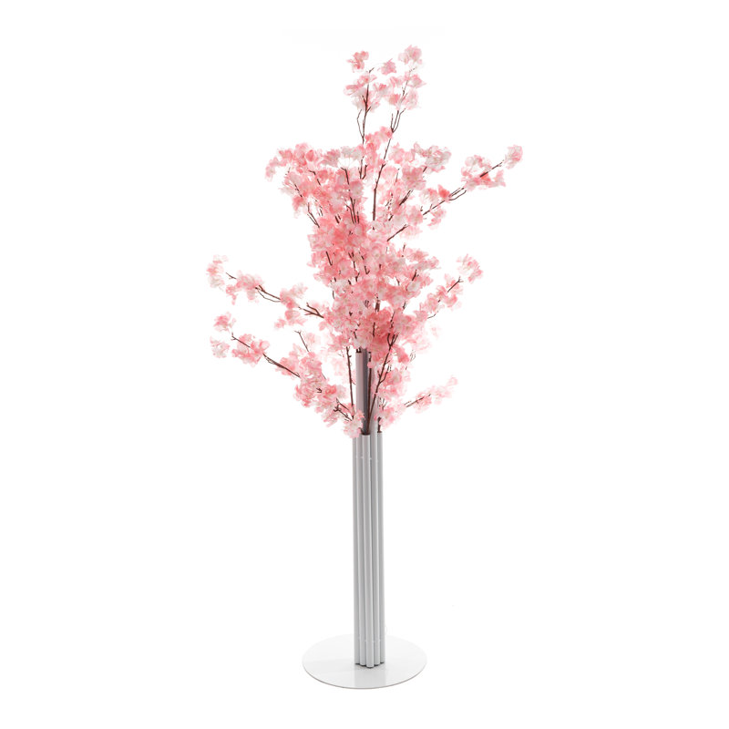 58.5'' Faux Flowering Tree in Metal Freestanding, Pink