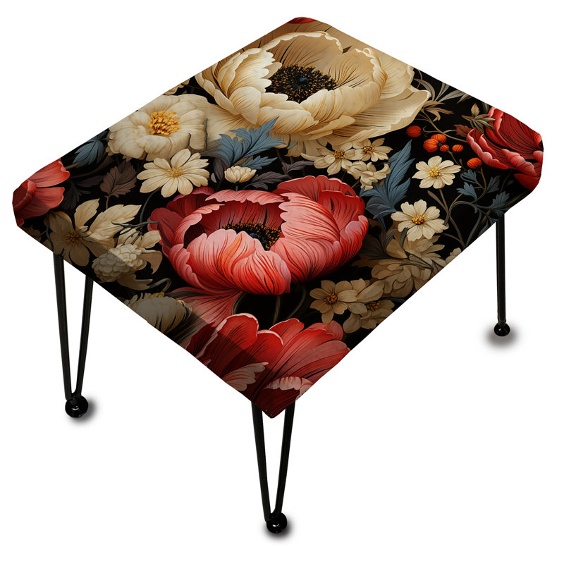 Rouge et beige élégant champ de coquelicots - repose-pieds rectangulaire floral