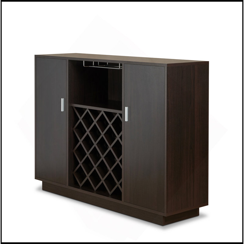 Charmante armoire à vin au fini espresso pour un rangement et une présentation élégants