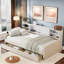 Lit de jour Brayle avec tablettes de rangement et 2 tiroirs-322962735