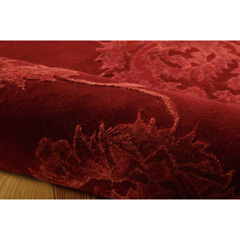 Tapis oriental grenat en soie touffeté à la main Copiague, Rectangle 3 pi 9 po x 5 pi 9 po