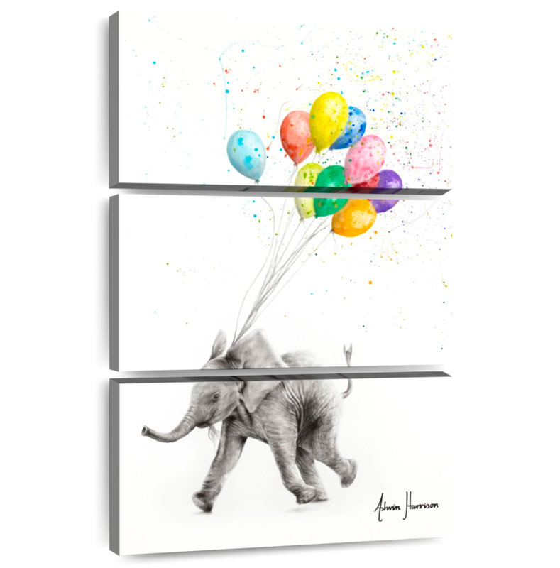 Brampt The Elephant And The Balloons, 32" H x 20" W