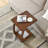 Emerson Solid Wood C Shaped End Table with Wheels, Walnut Color