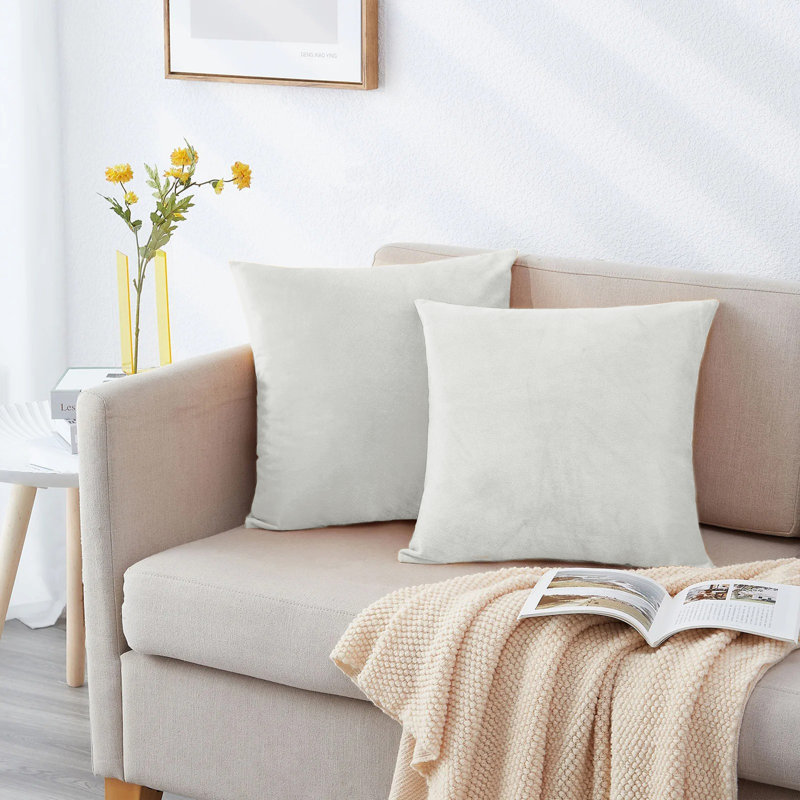 Perfas Square Scatter Crushed Velvet Cushion Cover, White
