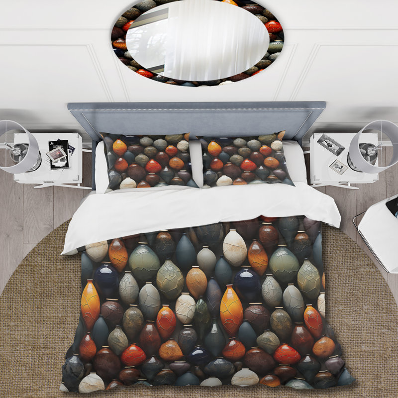Literie Boho Pottery Motifs II, Housse de couette simple + 1 taie décorative stan