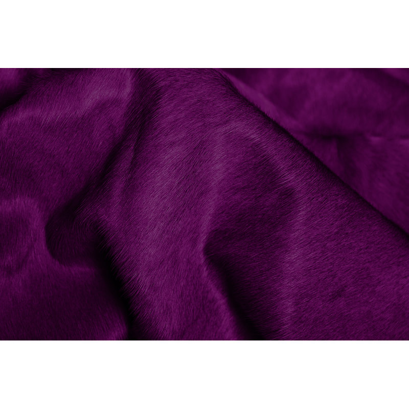Tapis aubergine fait main en cuir de vache à imprimé animal 6 pi x 7 pi Novelty Spalding
