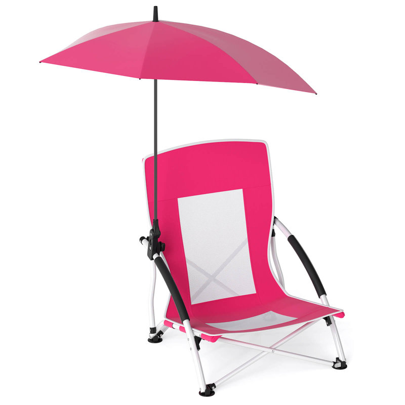 1 parasol de plage portatif avec parasol hexagonal et siège respirant confortable, 1, Pink