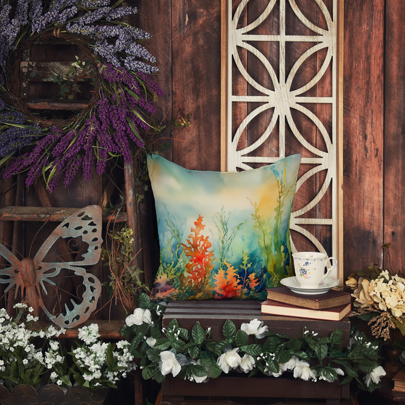 Nautical Other/No Pattern Outdoor Throw Pillow, 14"H x 14"W