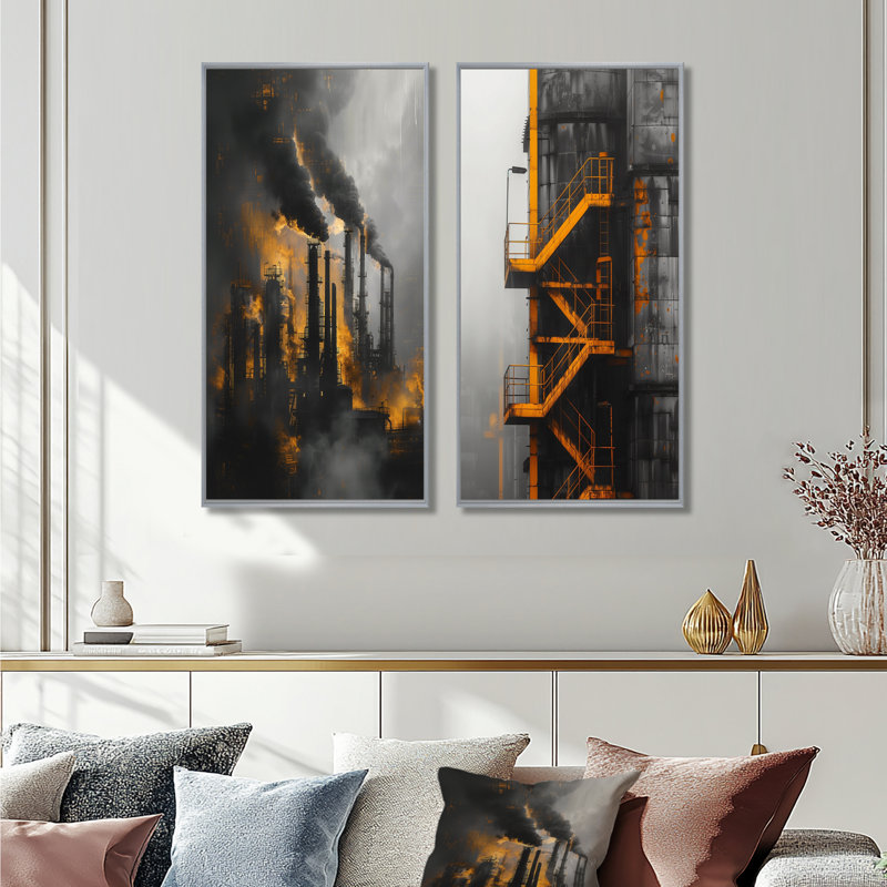 Laborn - ensemble d'art mural 2 pièces, Argent, H 28 po x l 24 po, Impression encadrée
