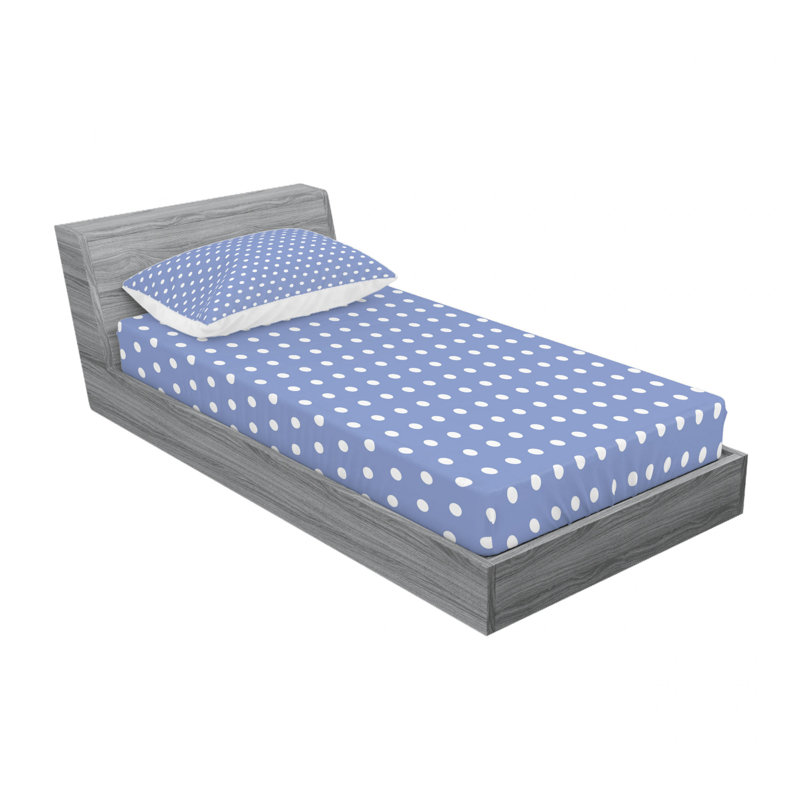 Microfiber Polka Dots Sheet Set, Twin XL Sheet Set with Fitted Sheet