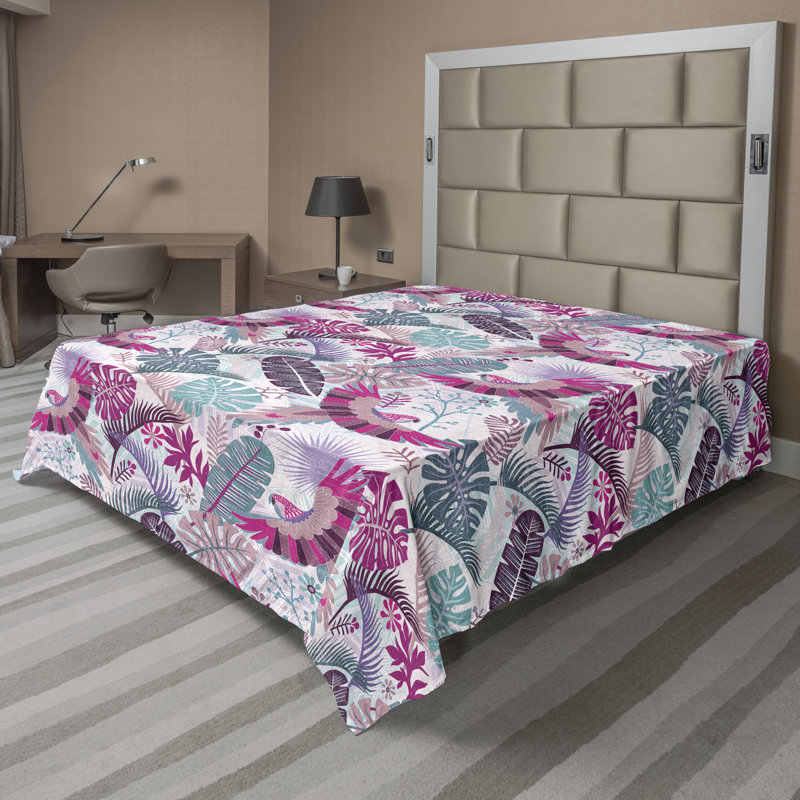 Drap plat Ambesonne Monstera, Drap plat pour taille de lit grand