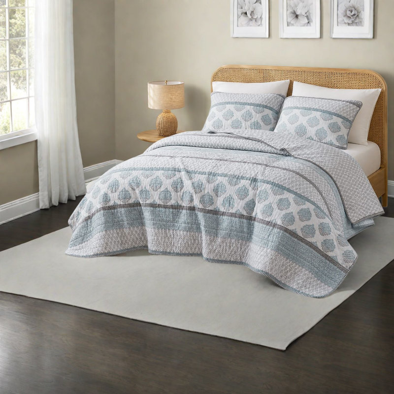 Ensembles de literie en coton turquoise, ensemble de courtepointe pour grand lit, confort moderne toutes saisons