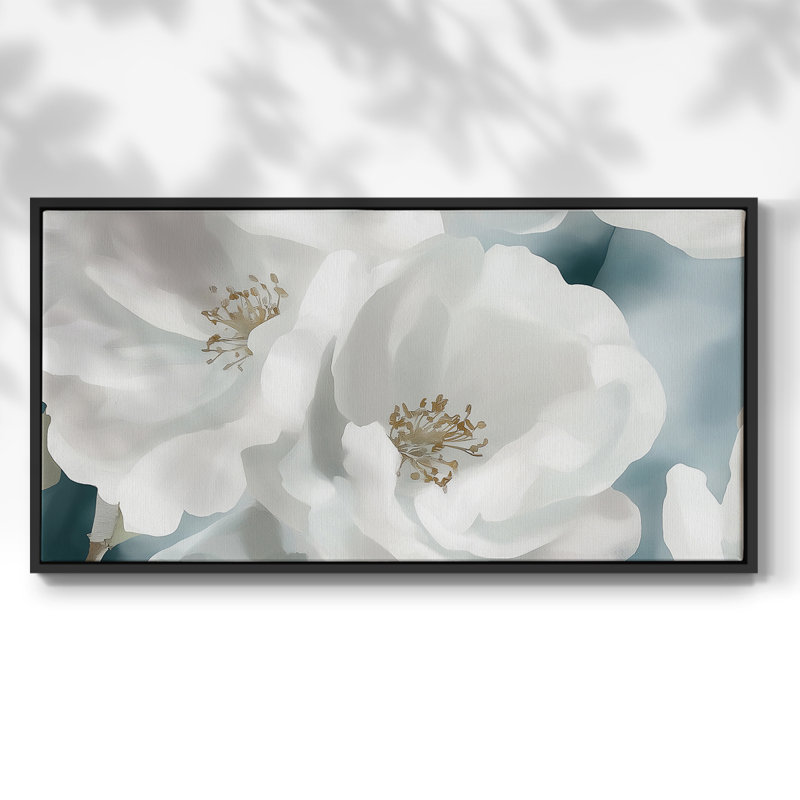 Botanical Series-CCSCXXVVI - Toile tendue avec châssis encadré - Prêt à être accroché, H 17 po x l 33 po, Noir