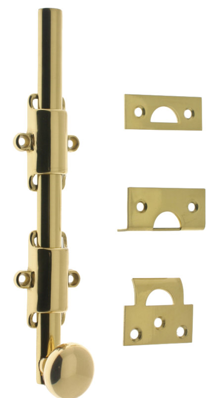 Solid Brass Heavy Duty Surface Bolt, Polished Brass