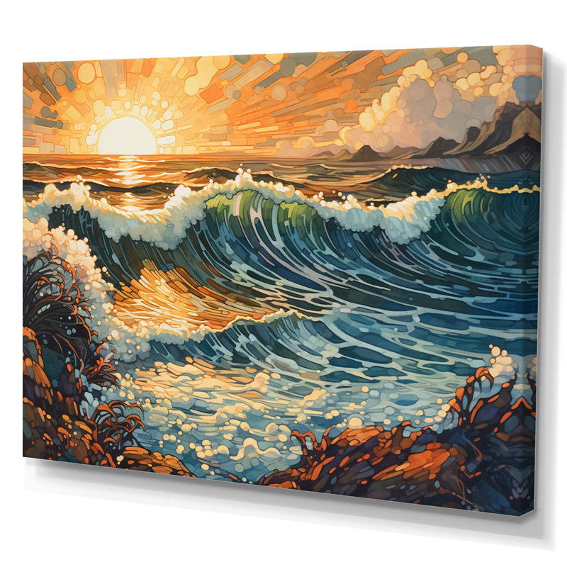 Impression sur toile Bright Sun Majestic Waves I, H 30 po x l 40 po x P 1,5 po, Toile tendue