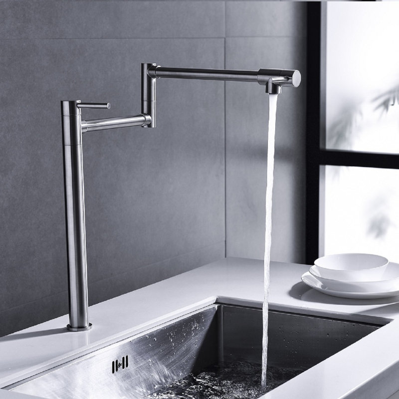 Robinet remplisseur de pot avec tige d'extension, Nickel brossé