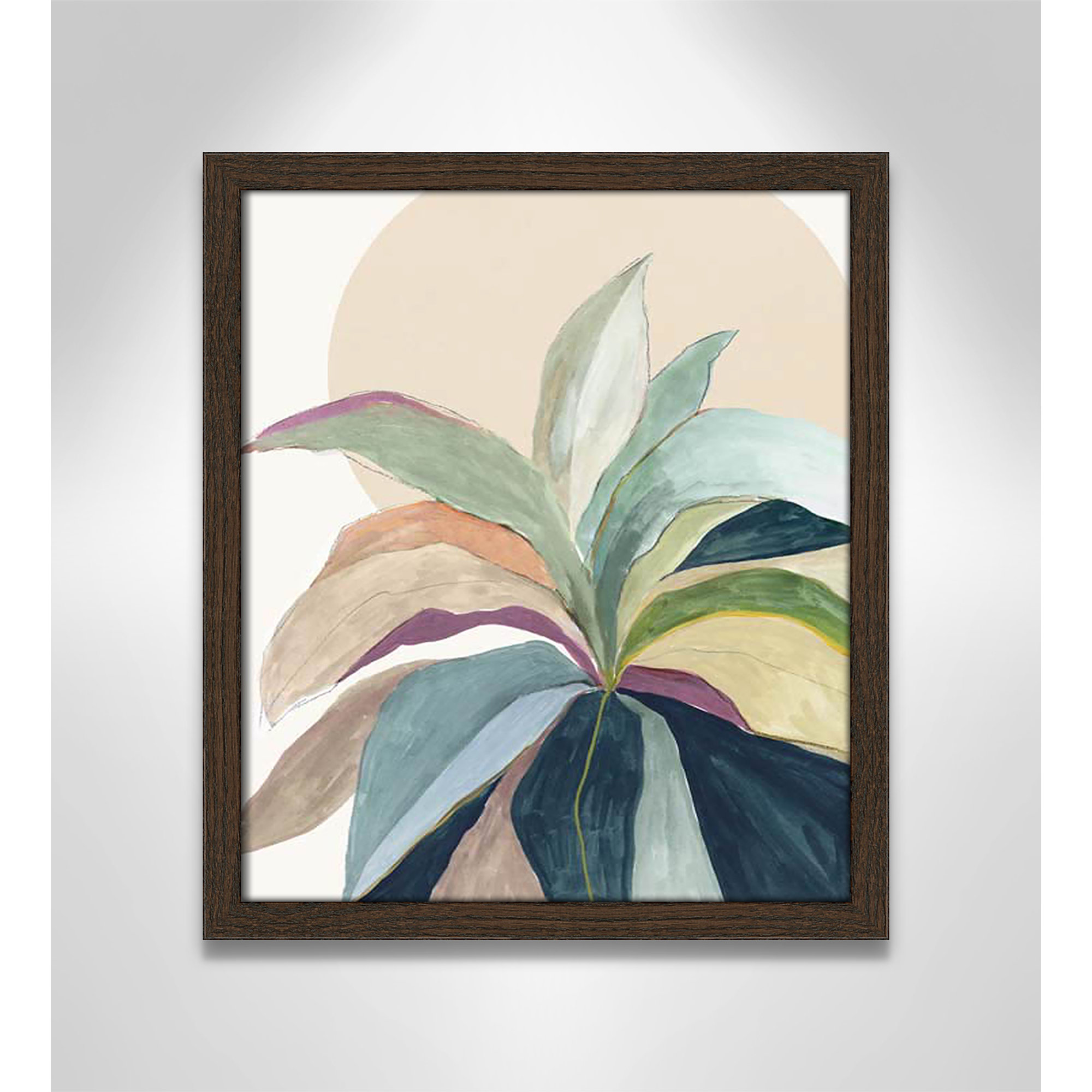 Sunny Bright Leaves II by Asia Jensen, 15" H x 13" W x 0.75" D, Walnut Slim Unmatted Picture Framed