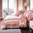 8 Pieces Pink Satin Comforter Set Queen Size Bed in a Bag Silky Comforter with Sheet Set Boho Chic Farmhouse Ruffled Comforter Set Soft and Silky Luxury Satin Bedding Set for All Season-123025101-123025099