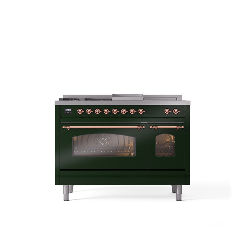 ILVE Nostalgie II 48 Dual Fuel Range, Emerald Green/Copper, Natural Gas