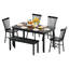 Ensemble de table de salle à manger en bois massif 6 pièces de 58 po de largeur avec 4 chaises et 1 banc pour la cuisine et la salle à manger-1063537605