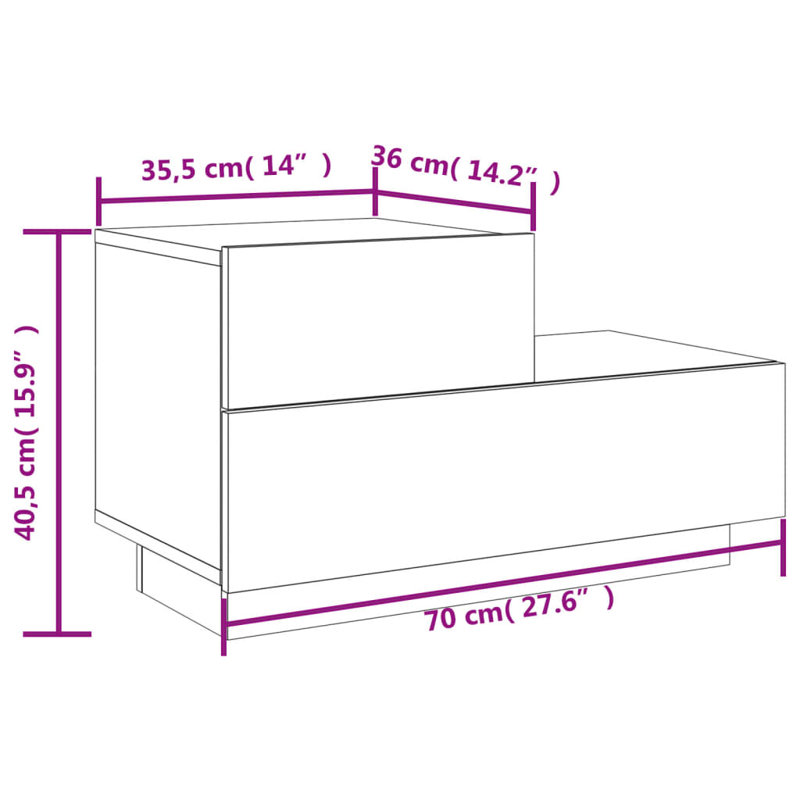 Brigett 36cm W Bedside Table, Grey Sonoma