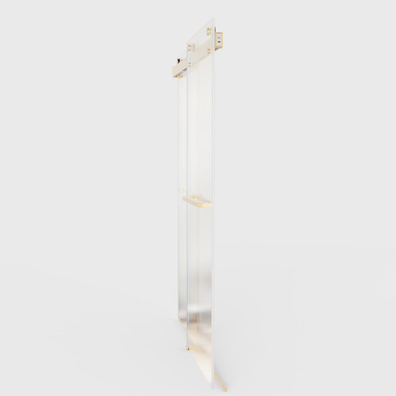 Brushed Gold Frameless Double Sliding Shower Door with Clear Glass