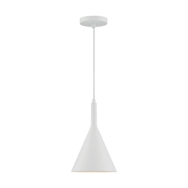 Luminaire suspendu conique à 1 lumière Laroche, H 13,29 po x l 7,75 po x P 7,75 po, Blanc mat