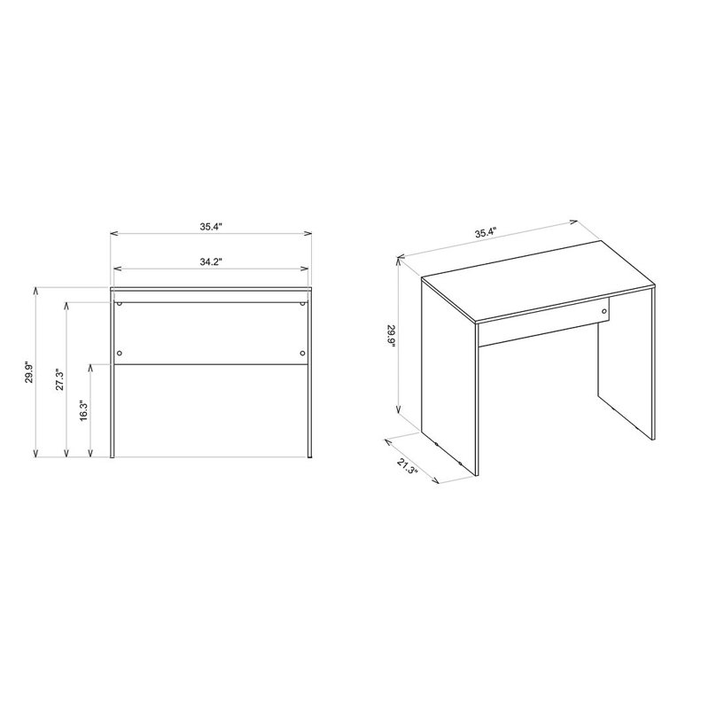 Bureau Cornelia, H 30 po x l 35,4 po x P 21,3 po, Gris