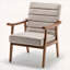 Fauteuil d'appoint de style Mid-Century moderne, fauteuil en microfibre d'aspect cuir avec structure en bois massif avec accoudoirs à structure ouverte, siège et coussin de dossier rembourrés pour le salon