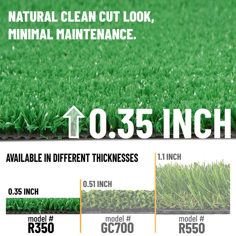 Ottomanson Green 3x8 Waterproof Artificial Grass Rug with Drainage Holes