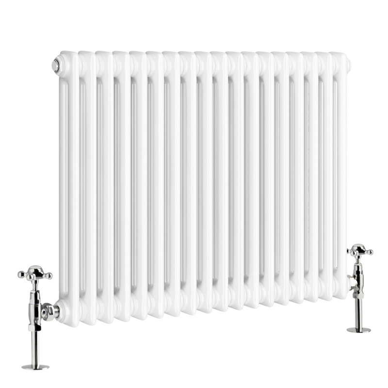 Tryphosa Traditional 2 Column Horizontal Designer Radiator, 60cm H x 83cm W, White