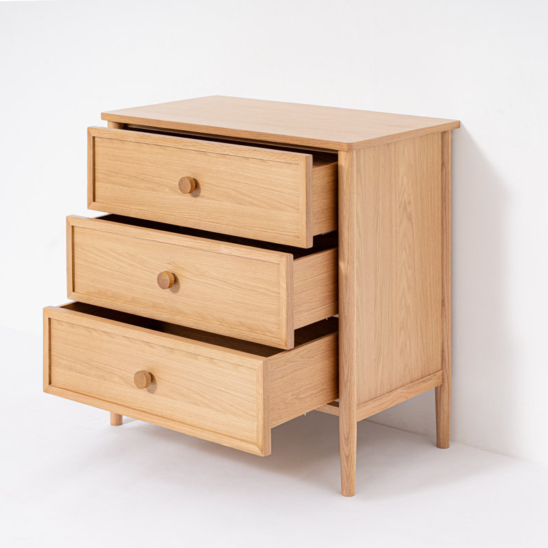Commode Rose en chêne blanc américain à trois tiroirs