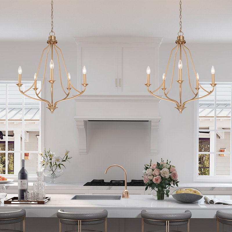 Holk 5 - Light Candle Style Chandelier, Rose Gold
