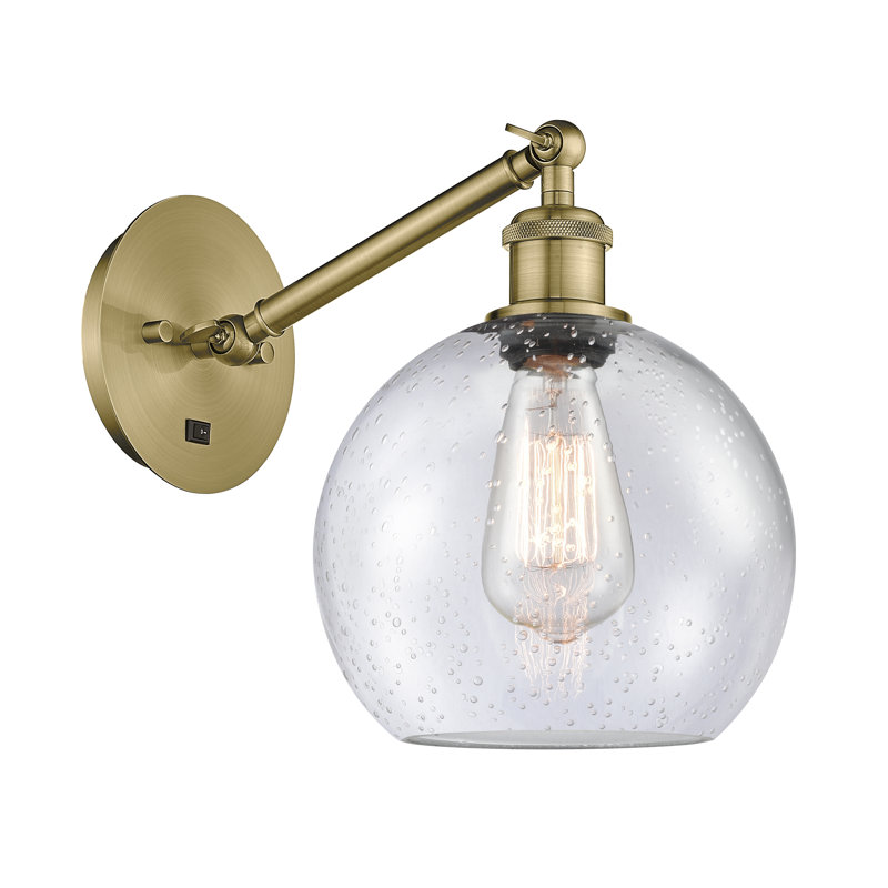 Applique murale 1 lumière 8 po avec bras ajustable Shauna 8 po., Laiton antique, DEL