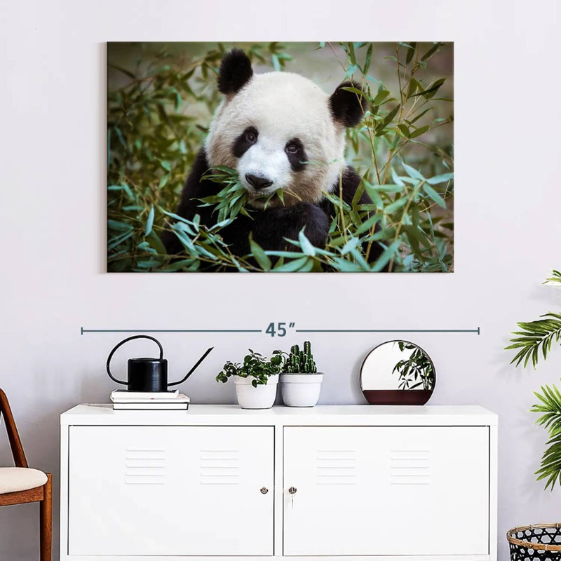 Panda With Bamboo, 26" H x 39" W