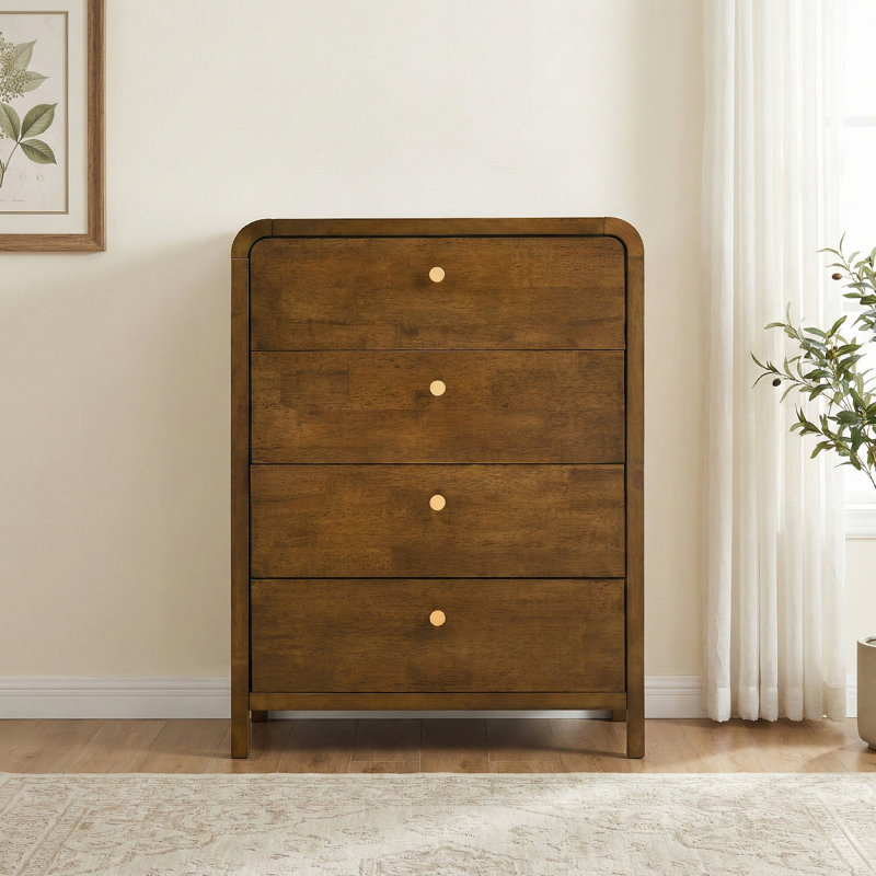 Commode à 4 tiroirs avec cadre en bois d'hévéa rond Roundwood Furniture Eldren
