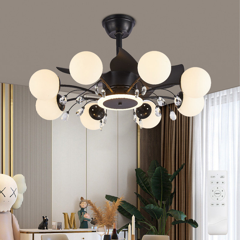 Ventilateur de plafond sans lame 31,4 avec télécommande et 8 lumières, Noir