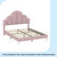 Ensemble de chambre à coucher 3 pièces, cadre de lit tapissier en velours moderne avec tête de lit pétale, tables de chevet 3 tiroirs-760104419