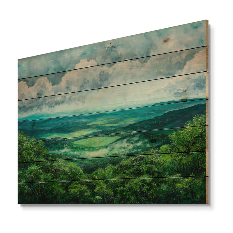 Shenandoah Vista, Virginia Prairies I - paysage moderne, décoration murale sur bois de pin naturel, H 30 po x l 40 po