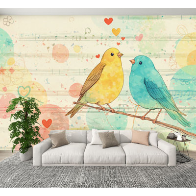Papier peint à peler et coller Song Birds Animals Country Rustic Decor