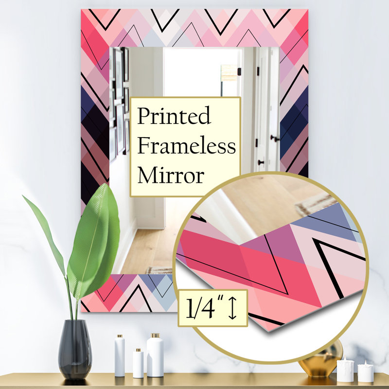 Miroir mural à chevron géométrique moderne, H 24 po x l 32 po