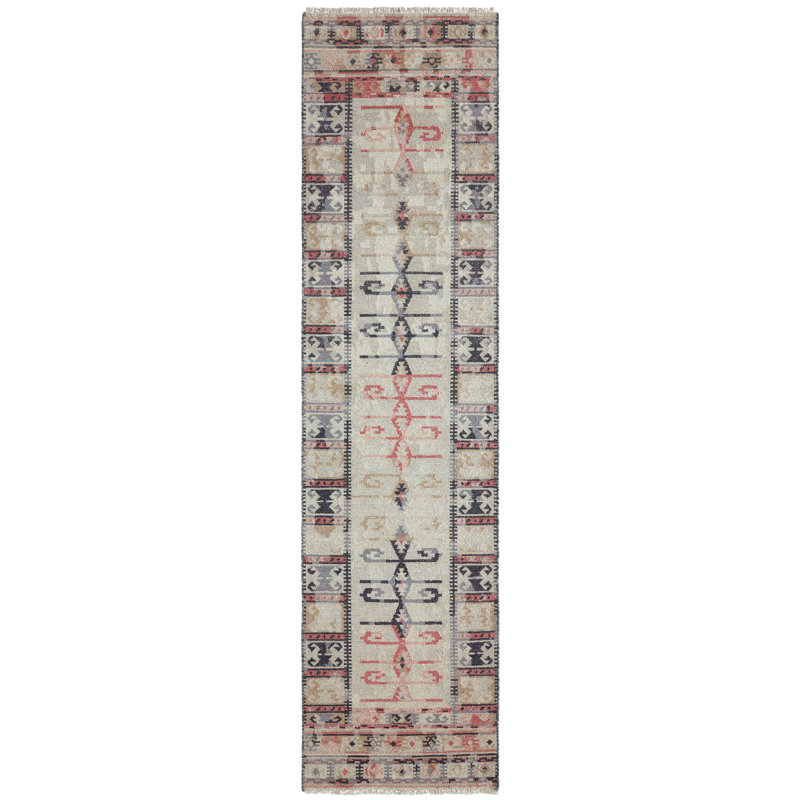 Zahara Handmade Wool Geometric Area Rug, Runner 2'6" x 10'
