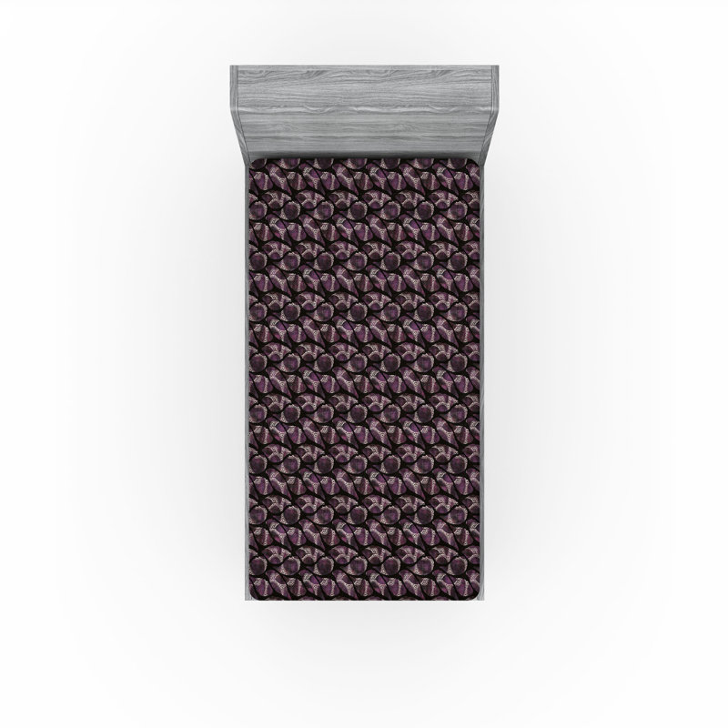 Ambesonne Fitted Sheet, Twin Fitted Sheet, Plum Black Beige Abstract