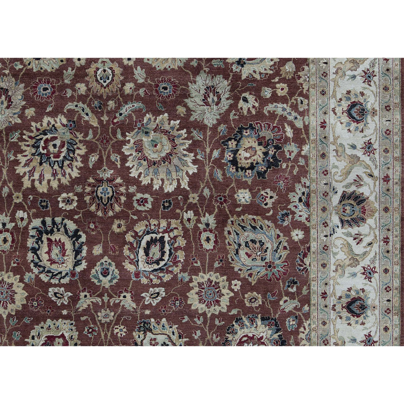 Tapis rouille et ivoire de haute qualité noué à la main