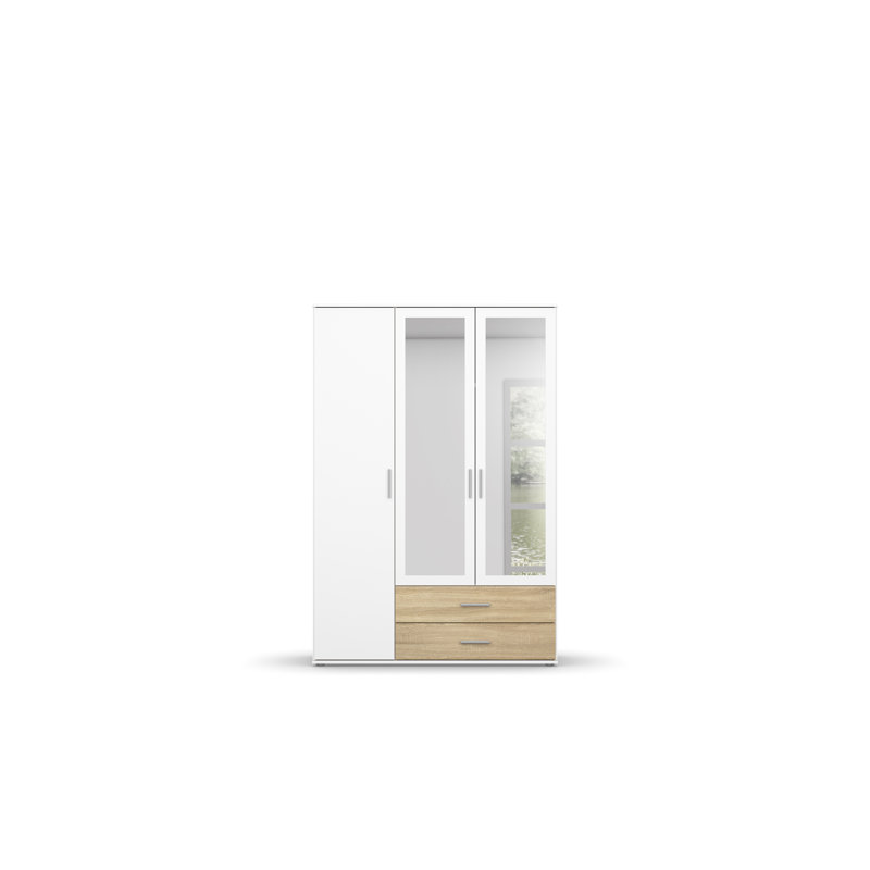 Rasant 3 Door Wardrobe, Alpine White/Sonoma Oak, Basic: 3 shelves, 1 clothes rail, 2 drawers