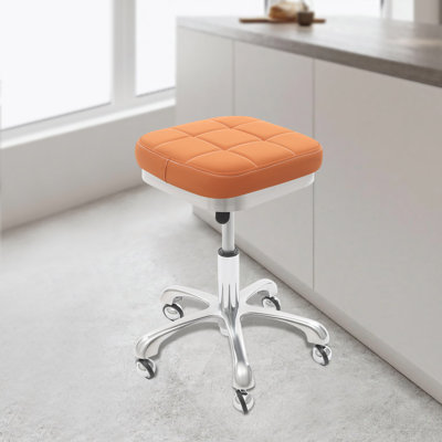 Adjustable Height Square Rolling Stool Chair With Wheels by Latitude Run